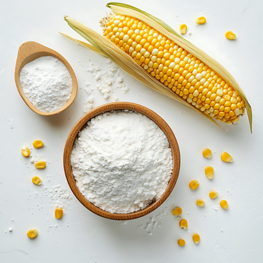 Bowl of corn flour compared alongside other native plant starches
